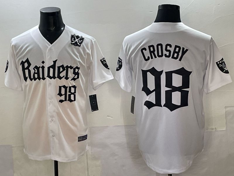 Men 2025 Oakland Raiders 98 Crosby white 6th generation Joint Name Nike Limited NFL Jersey style 05